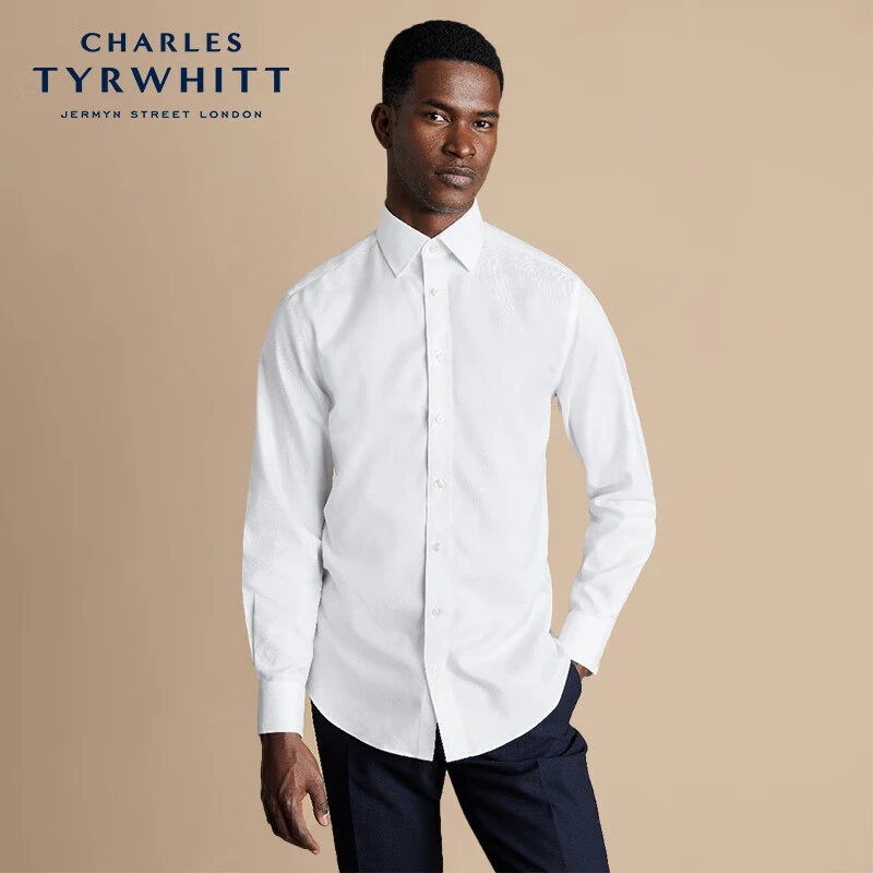 CHARLES TYRWHITTCHARLES TYRWHITT超修身白色商务免烫衬衫男款内