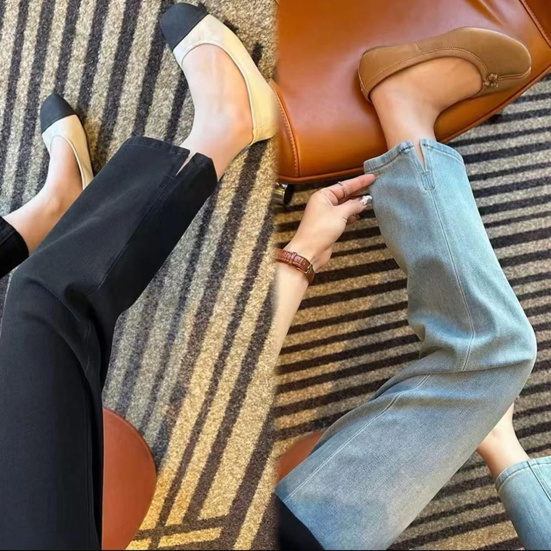 杜拉妮天丝直筒牛仔裤女夏季薄款大码胖妹妹梨形身材九分烟管裤子