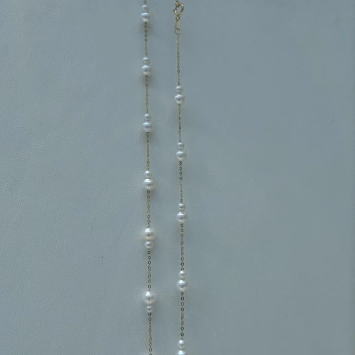 淡水珍珠颈饰18K金镶嵌