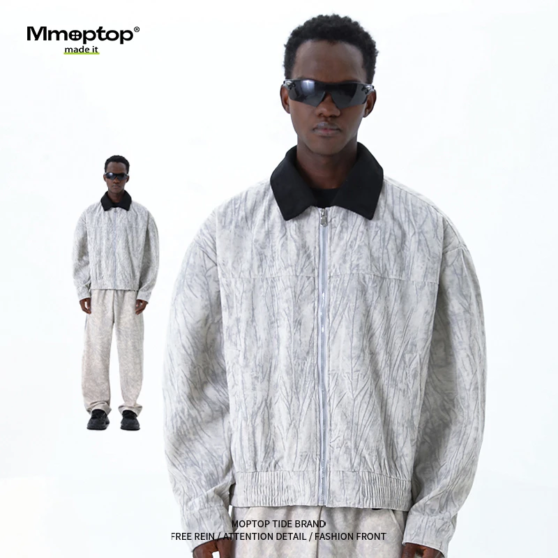 Mmoptop撞色翻领灯芯绒夹克男士秋冬季美式潮牌休闲复古宽松外套