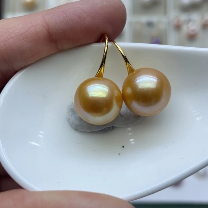 淡水珍珠耳饰银S925镶嵌淡****～