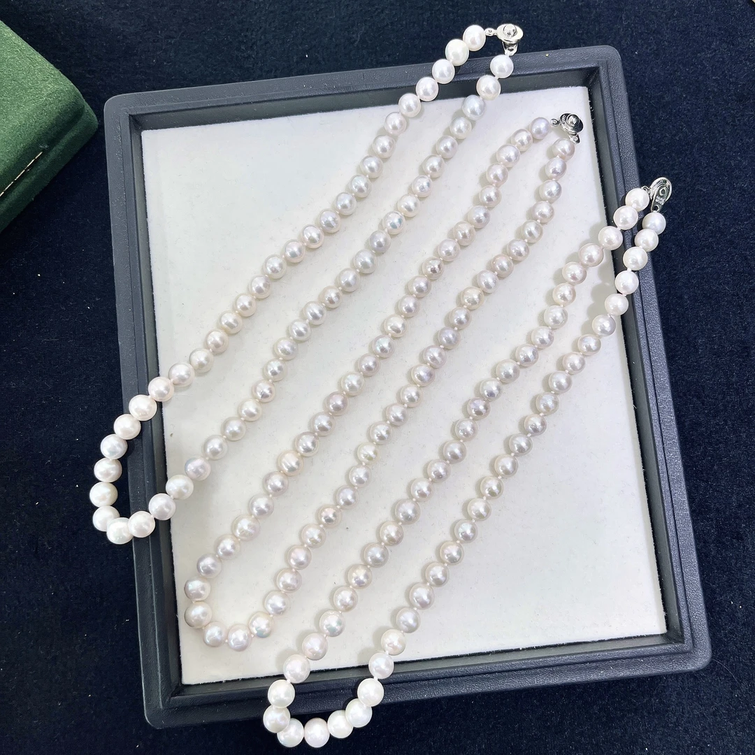 天然珍珠 淡水白珠满珠项链 8-9MM 多样性发一 R266