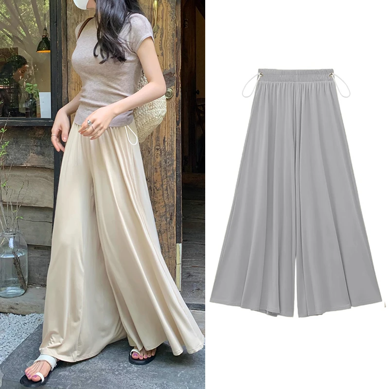 孕妇夏季薄款外穿莫代尔a字半身裙裤高腰直筒垂感阔腿设计感裤子