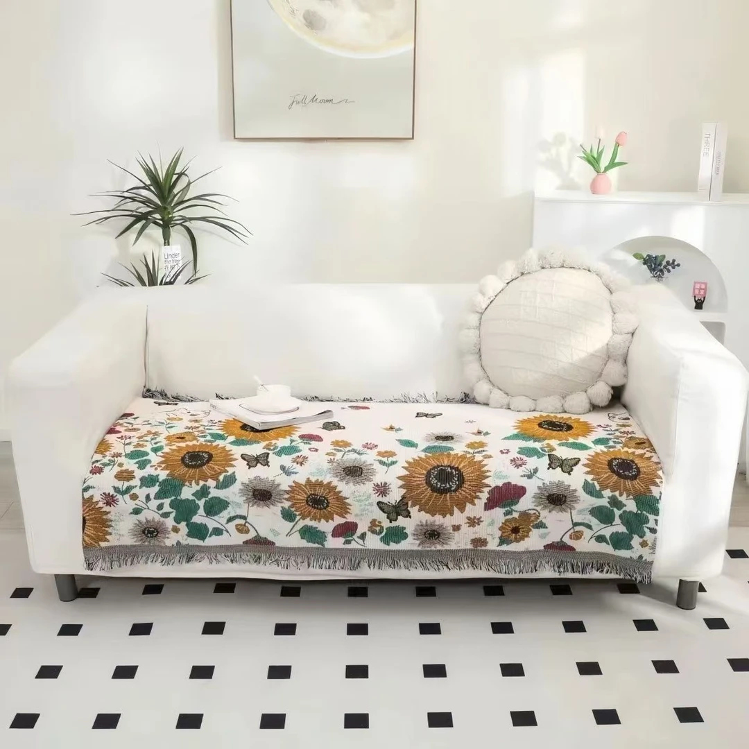 A繁华90*180cm编织流苏沙发巾多功能