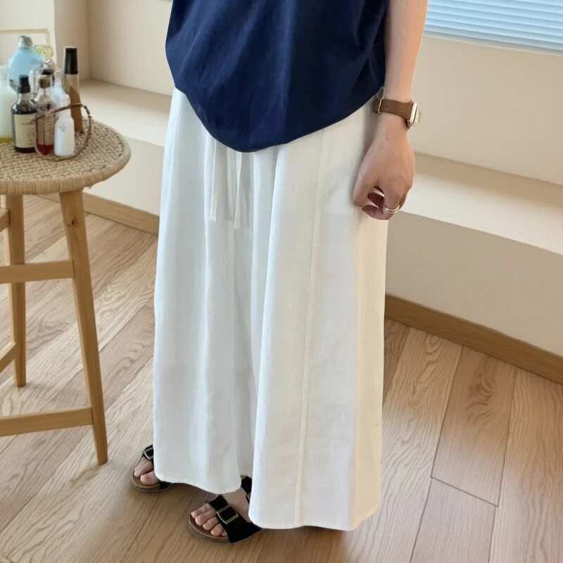 孕妇装夏季薄款休闲遛弯白色半身裙小个子韩版中长简约百搭孕妇裙