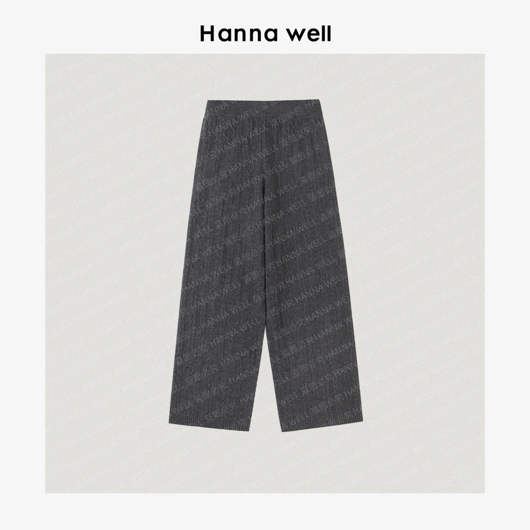 妞墩自制【提花羊毛裤】限量*定纺加厚100%羊毛重工针织裤 KZ510522