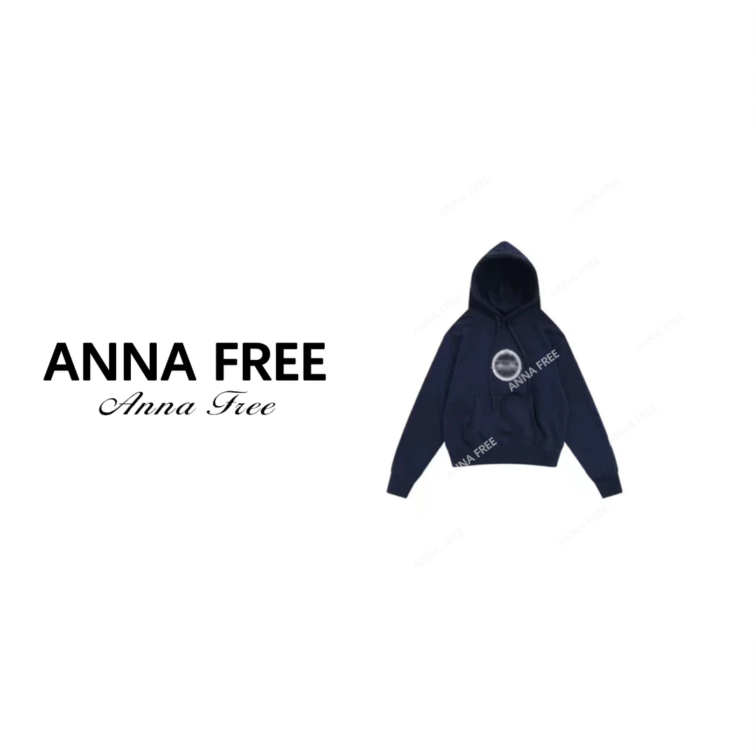 ANNA FREE 慵懒风短款藏青色连帽卫衣爆款小个子外套女秋冬23168