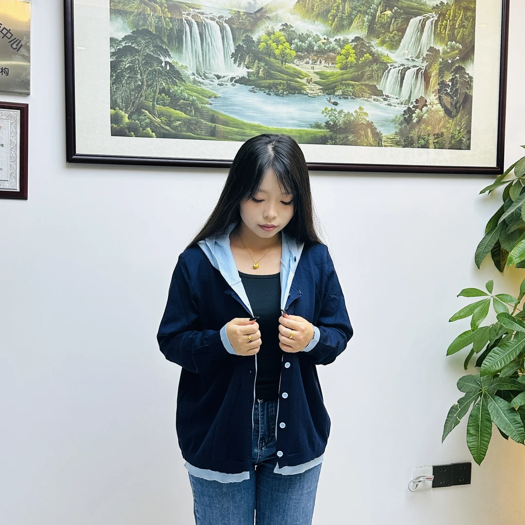 连帽长袖厚款极简风纯色毛针织衫宽松开衫休闲运动女装韩版春秋