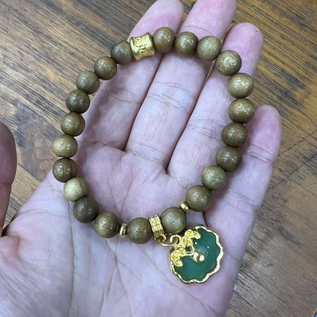 欢迎新朋友见面礼檀木手串带吊坠