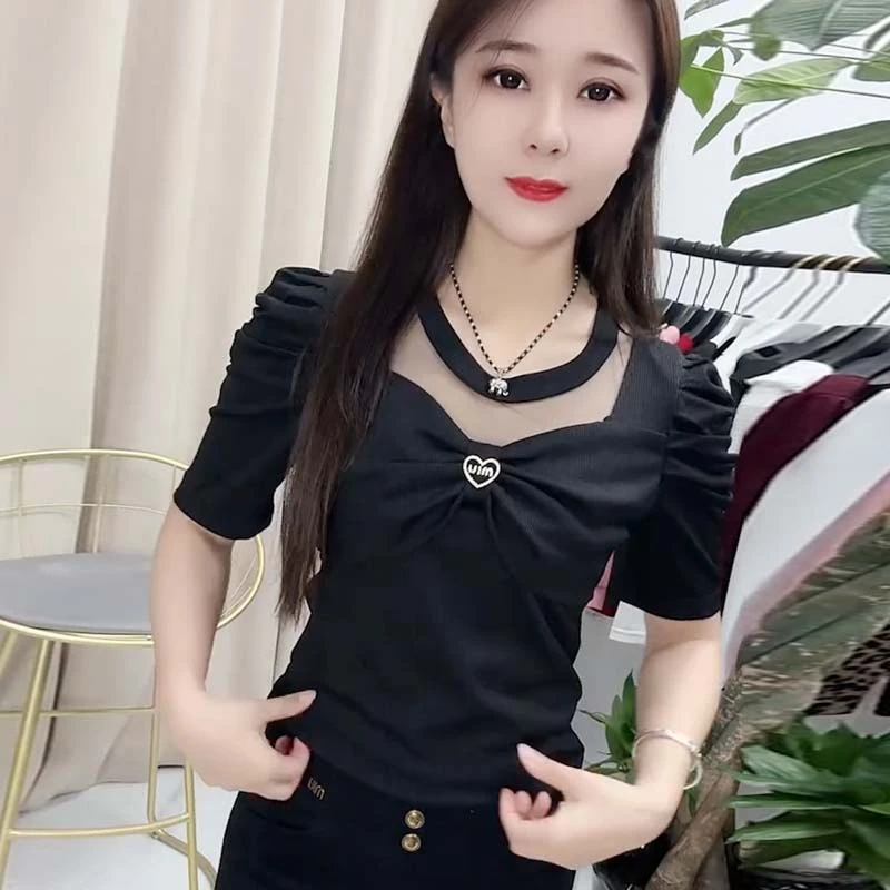 夏季新款小香风显瘦气质洋气短袖打底衫百搭时尚T恤设计感上衣女
