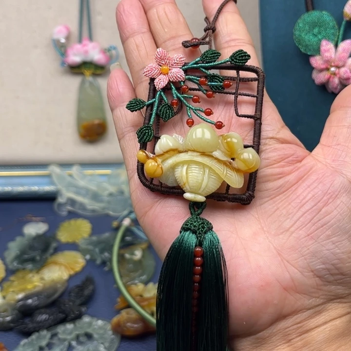 蛇纹石玉吊坠合金墨*妙