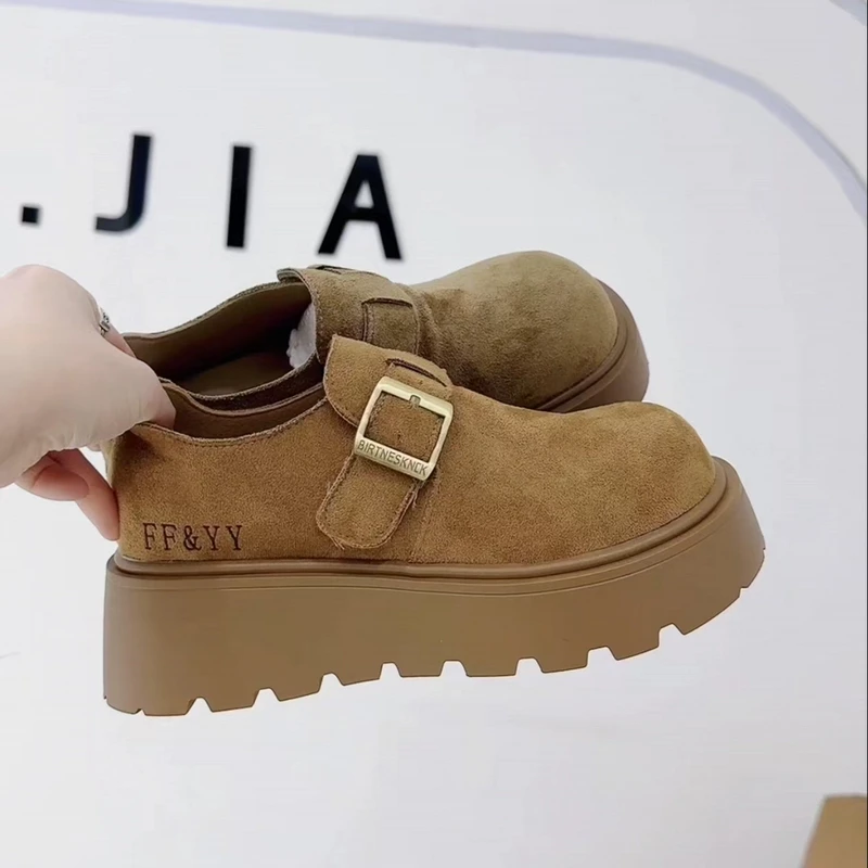 增高厚底驼色勃肯鞋女鞋子2025新款秋季小个子一脚蹬博肯乐福单鞋