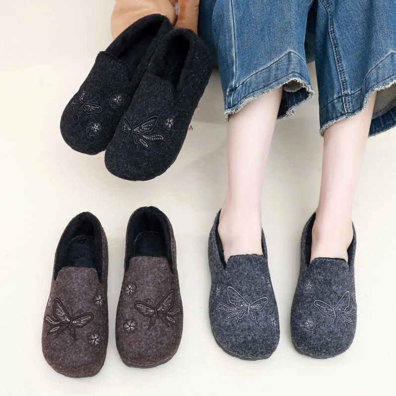 韩版冬季女款豆豆棉鞋加绒加厚棉靴保暖防滑平底软底女靴外穿毛毛