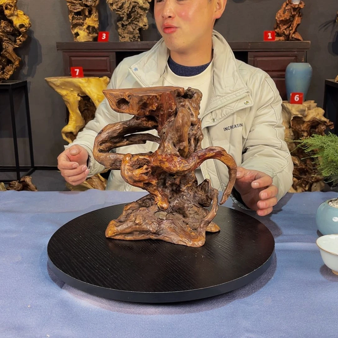 木石****4木语根艺摆件桌面小花架