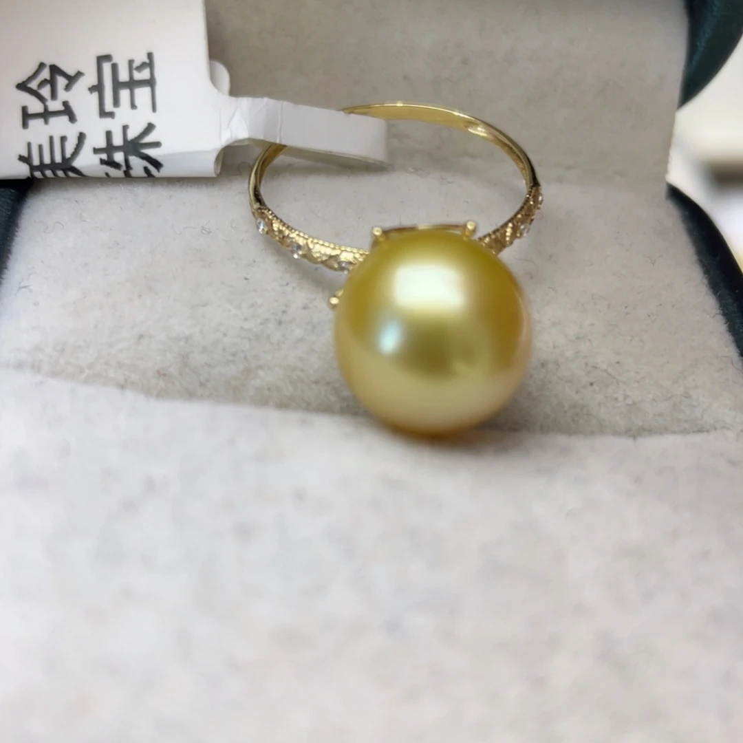 戒圈18K金镶嵌海水珍珠