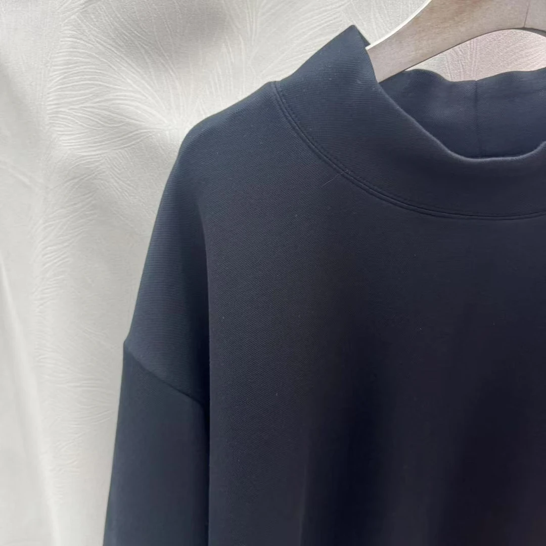 6801新款纯色半高领宽松显瘦遮肉大码女上衣