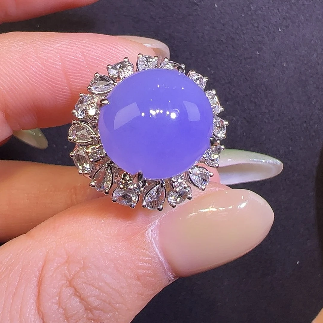 翡翠18K金镶嵌戒指蛋面两用款可当吊坠