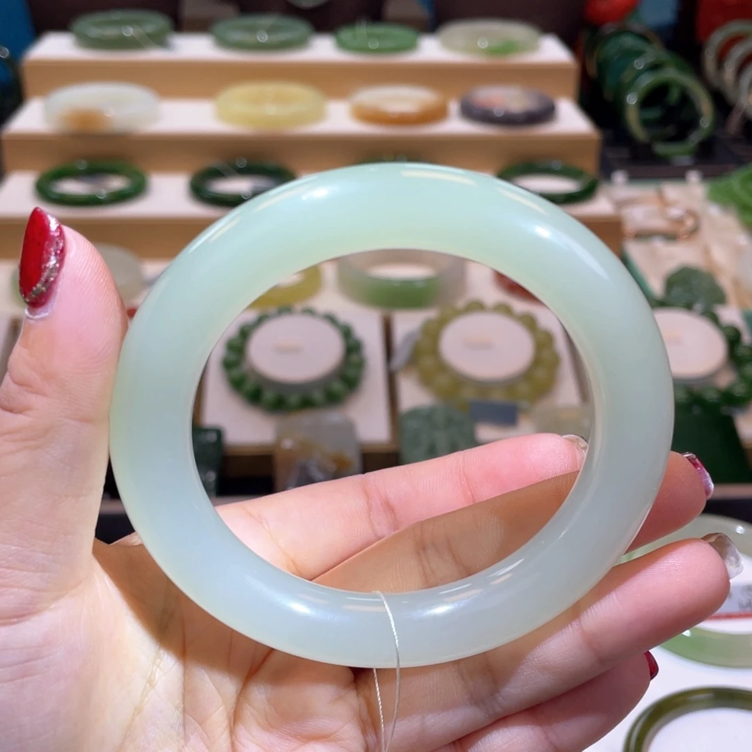 和田玉收藏级翠青手镯58、59未镶嵌