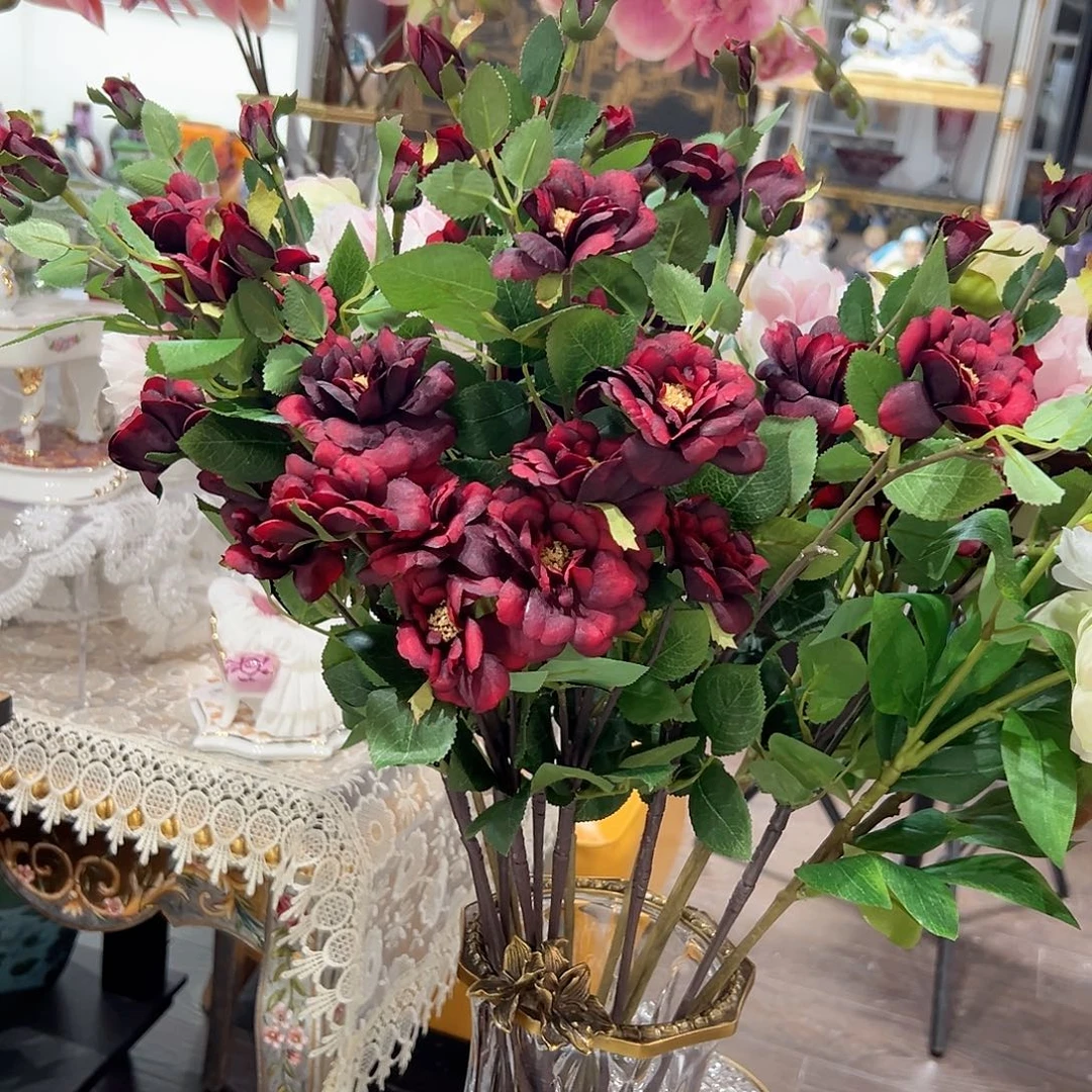 陶瓷防真花冰山月季一束四只