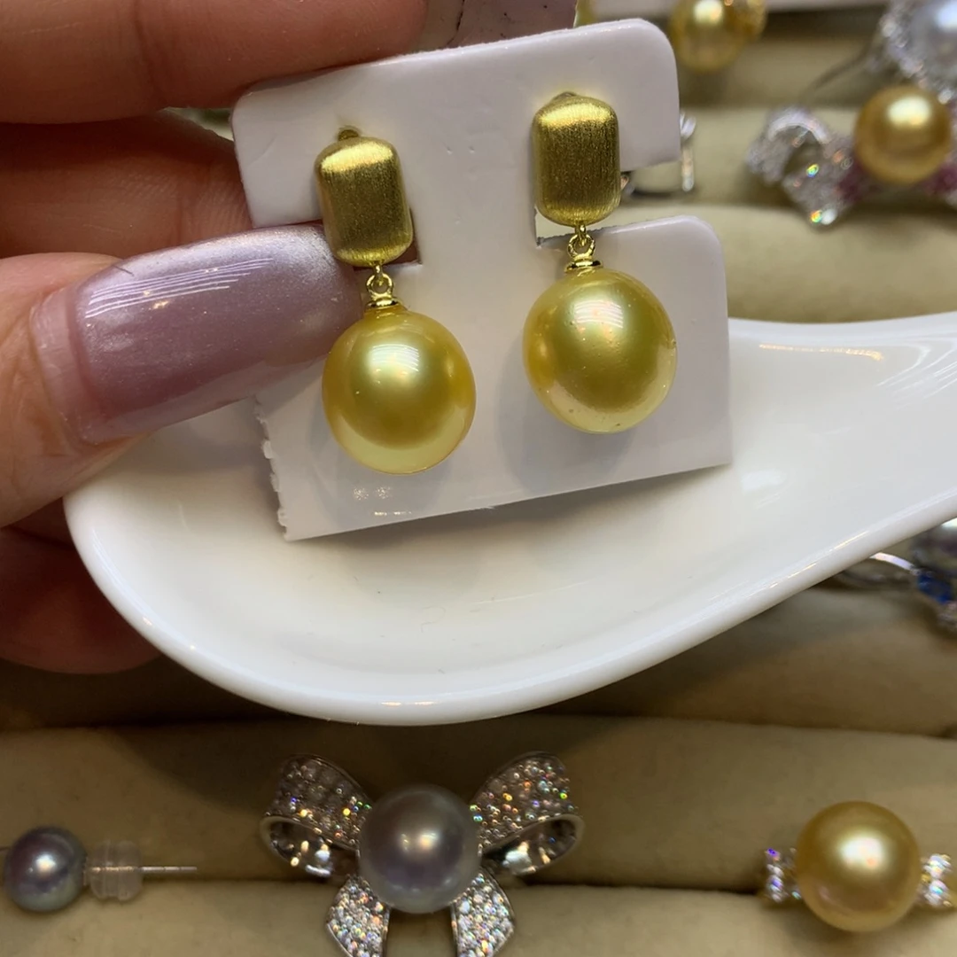 银S925镶嵌耳饰海水珍珠