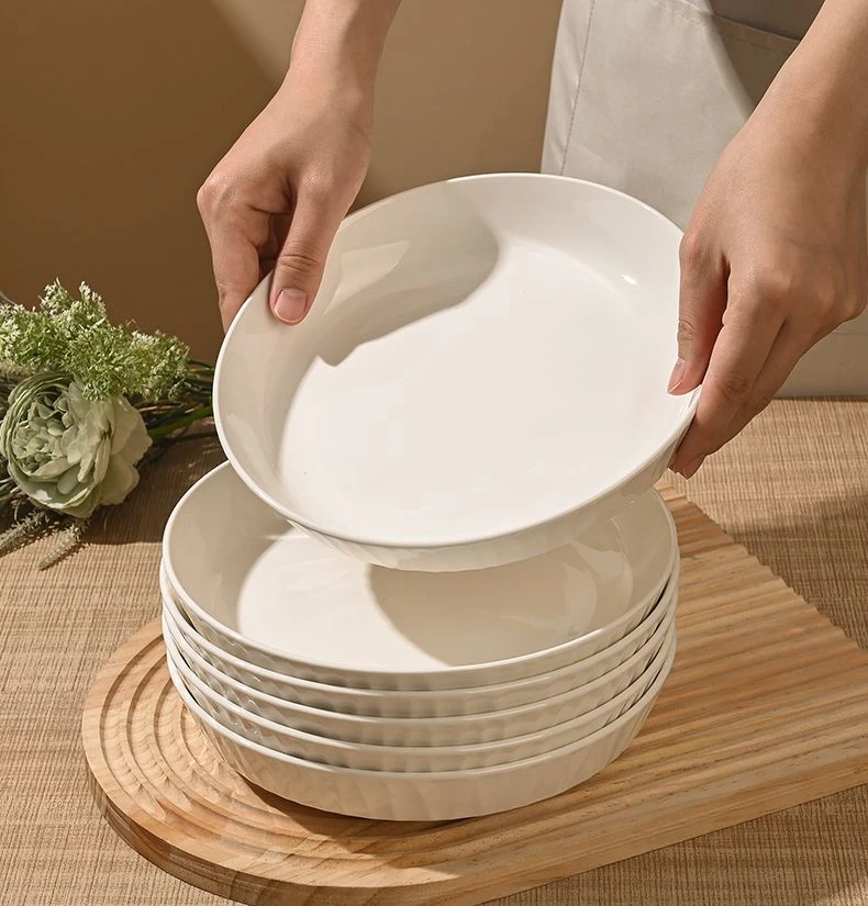 【琉璃盘】纯白深盘釉下彩陶瓷盘子菜盘家用2025餐具高级感餐盘好看