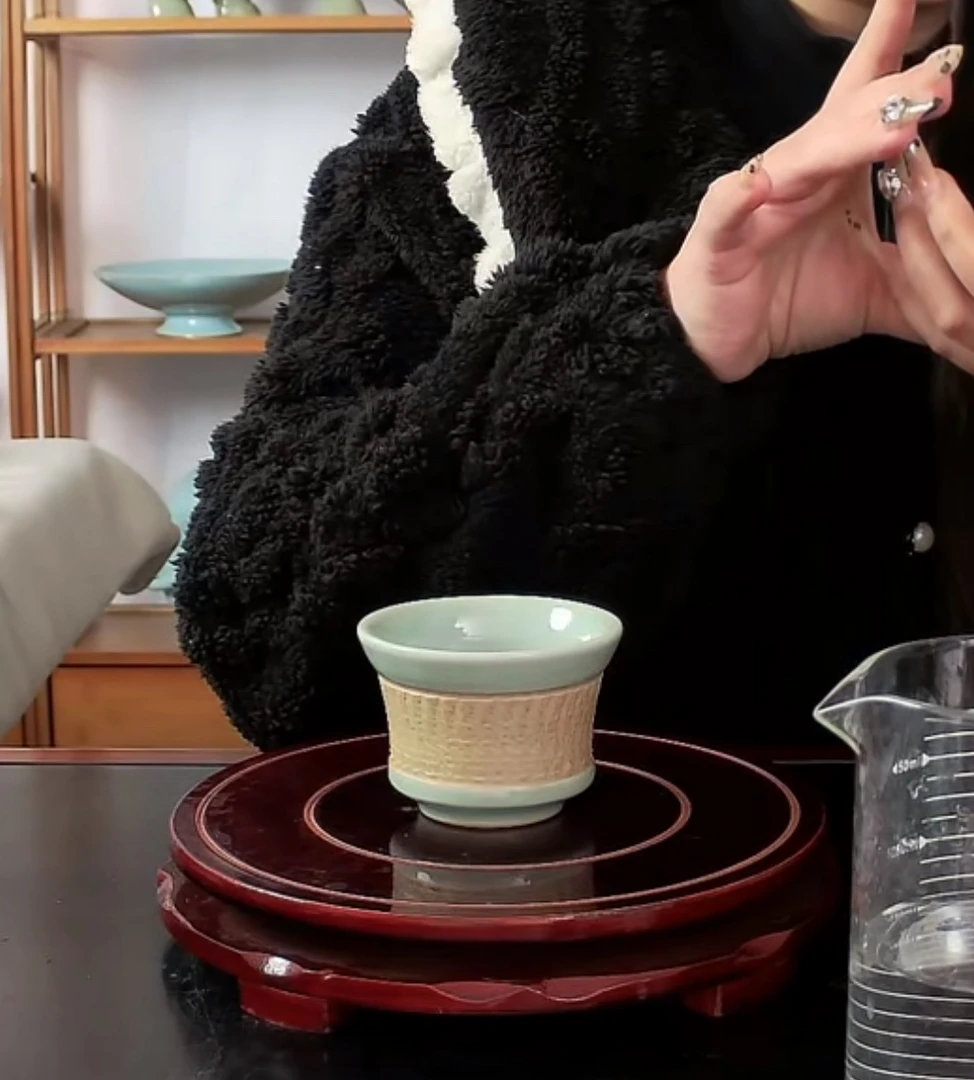 纯手工拉胚跳刀工艺马蹄陶瓷白瓷中式粉青主人杯茶杯茶具家用高档