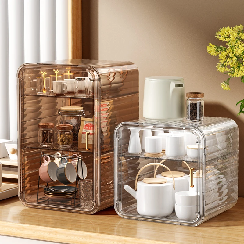 【极速发货】杯子收纳置物架茶杯防尘杯架茶具收纳柜咖啡储物沥水架