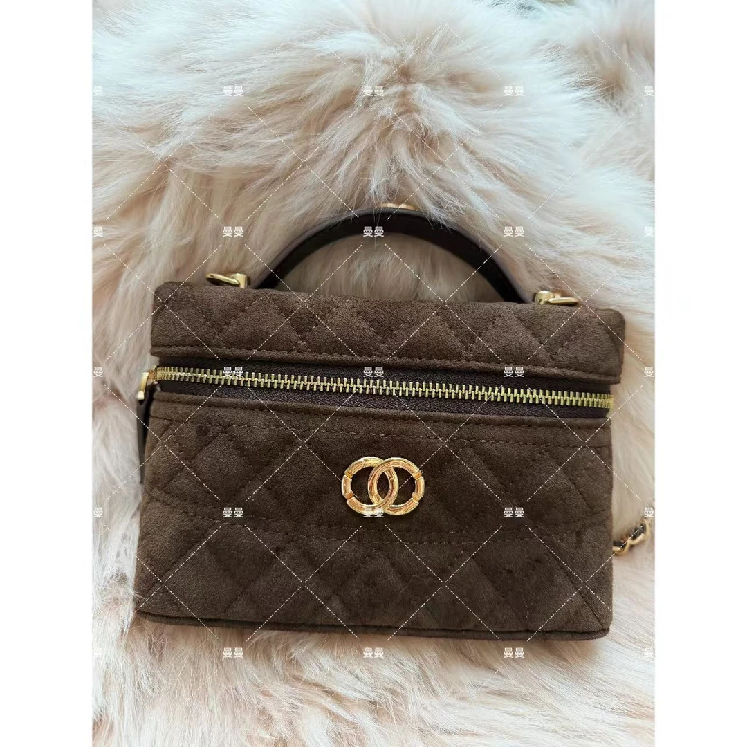 新款小香风磨砂皮单肩复古优雅手提斜挎盒子包汉服