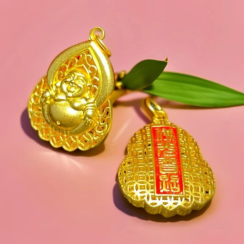 足银银制品 珐琅彩颈饰开心佛观音吊坠 时尚国风精美古风古法挂坠