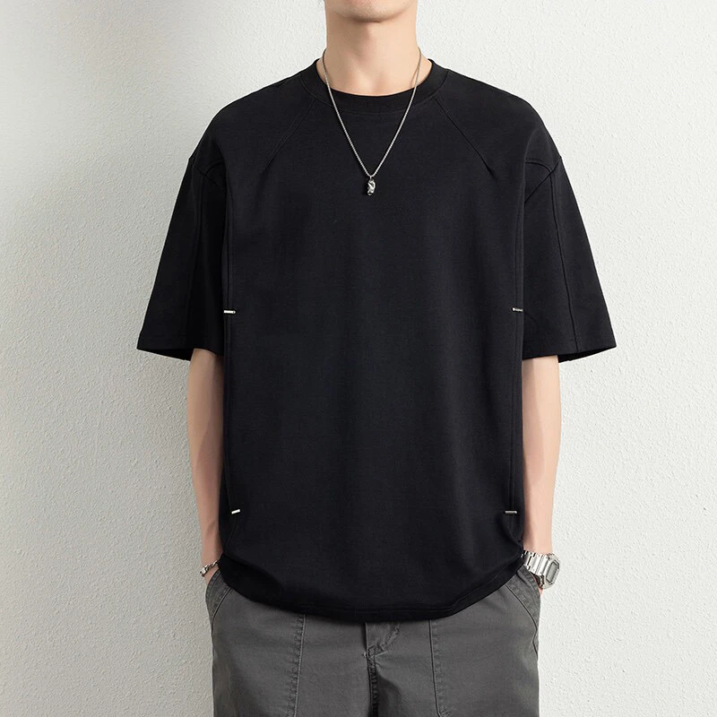 重磅高棉短袖t恤男生男士2025夏季休闲宽松纯色百搭半袖体恤衫T