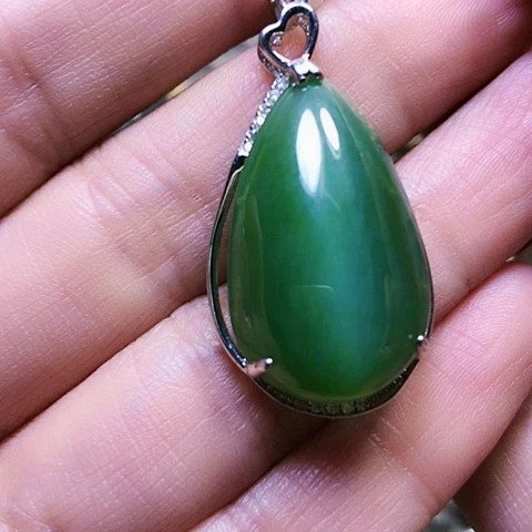 和田玉银S925镶嵌挂件