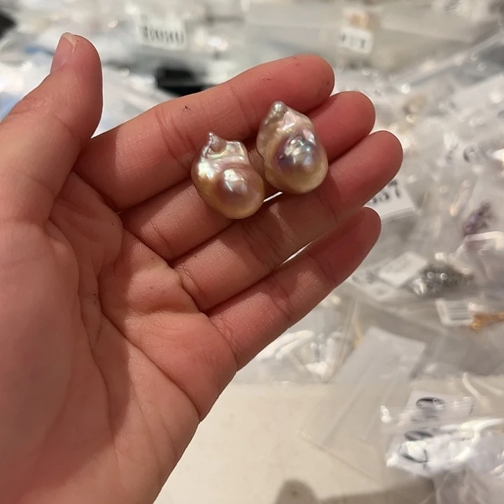 淡水珍珠耳饰银S925镶嵌