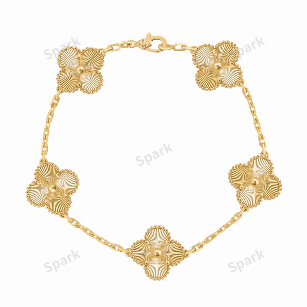 925银手链 四叶花金镭射 手链 时尚轻奢气质 KK068