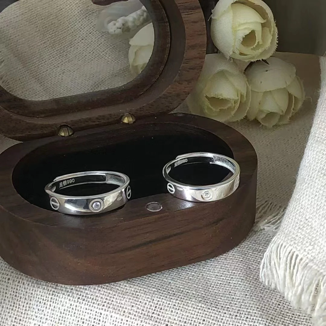 足银戒指 足银990情侣对戒超多款式情侣戒活口可调节情人节礼物