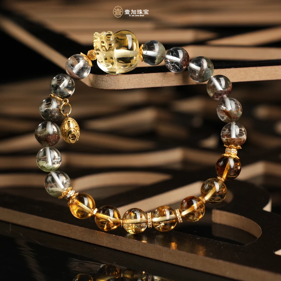 壹加田田|手工设计有钱花黄水晶px多宝水晶手串多样性发一10224m
