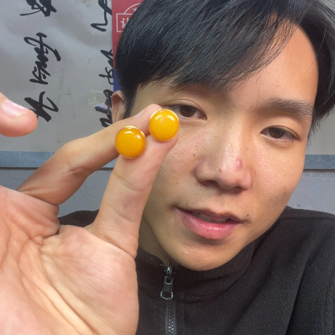 蜜蜡颈饰银S925镶嵌多样性老黄蜡蜜蜡耳钉