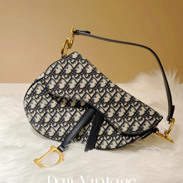 大吉中古/Dior迪奥刺绣老花中号马鞍手提包