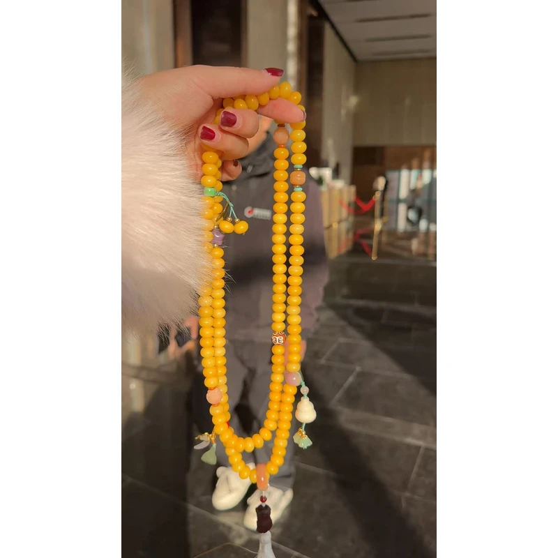 【扎基拉姆】黄菩提根斜跨双圈脖挂