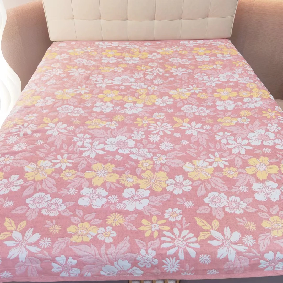 【床盖-田园盛开】150*200CM可铺可盖多层棉纱布亲肤通用床盖