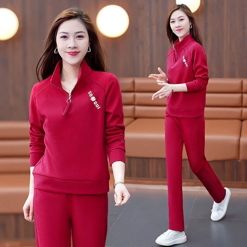 休闲运动服套装女2025春秋新款气质减龄宽松显瘦时尚跑步服两件套