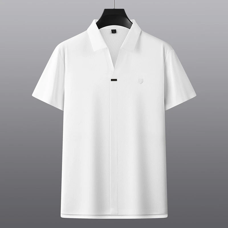 高端轻奢正品男装夏季新款提花面料短袖商务休闲翻领纯色POLO衫