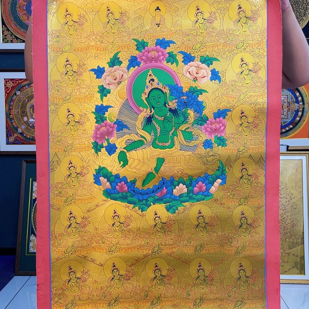 卷轴画手绘唐卡 绿度