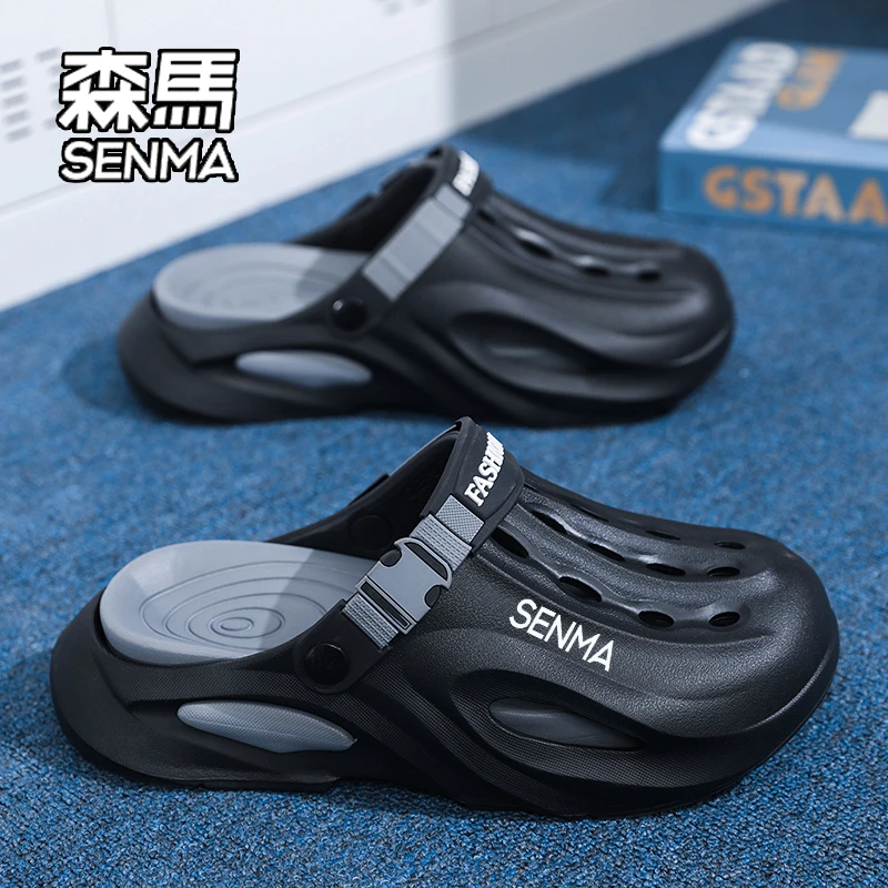 SENMA/森马洞洞鞋男夏季外穿防滑耐磨包头拖鞋户外休闲运动沙滩鞋