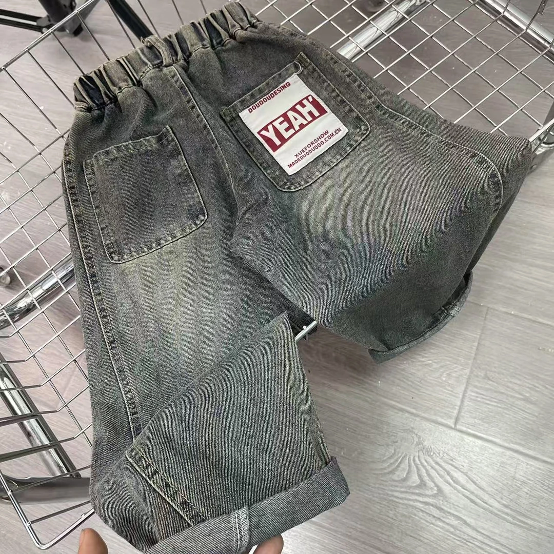 K093儿童潮流弯刀牛仔裤