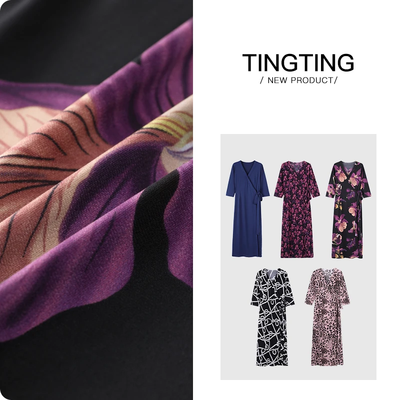 PANG TINGTING“一片式”碎花显瘦气质日常印花中长款连衣裙