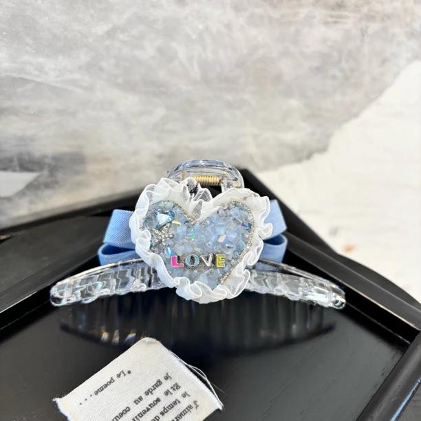 爱心蝴蝶结蓝抓夹FJ1499