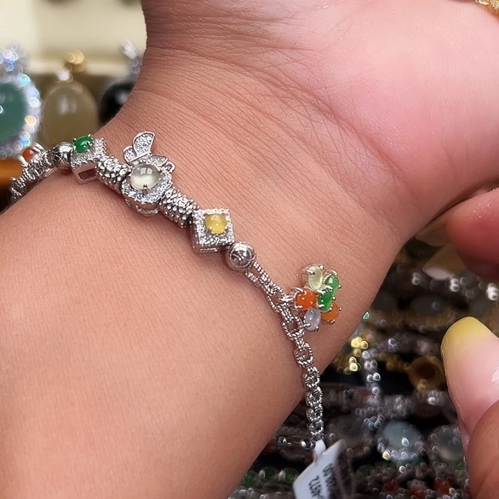 翡翠银S925镶嵌戒指缅甸天然A货翡翠手链