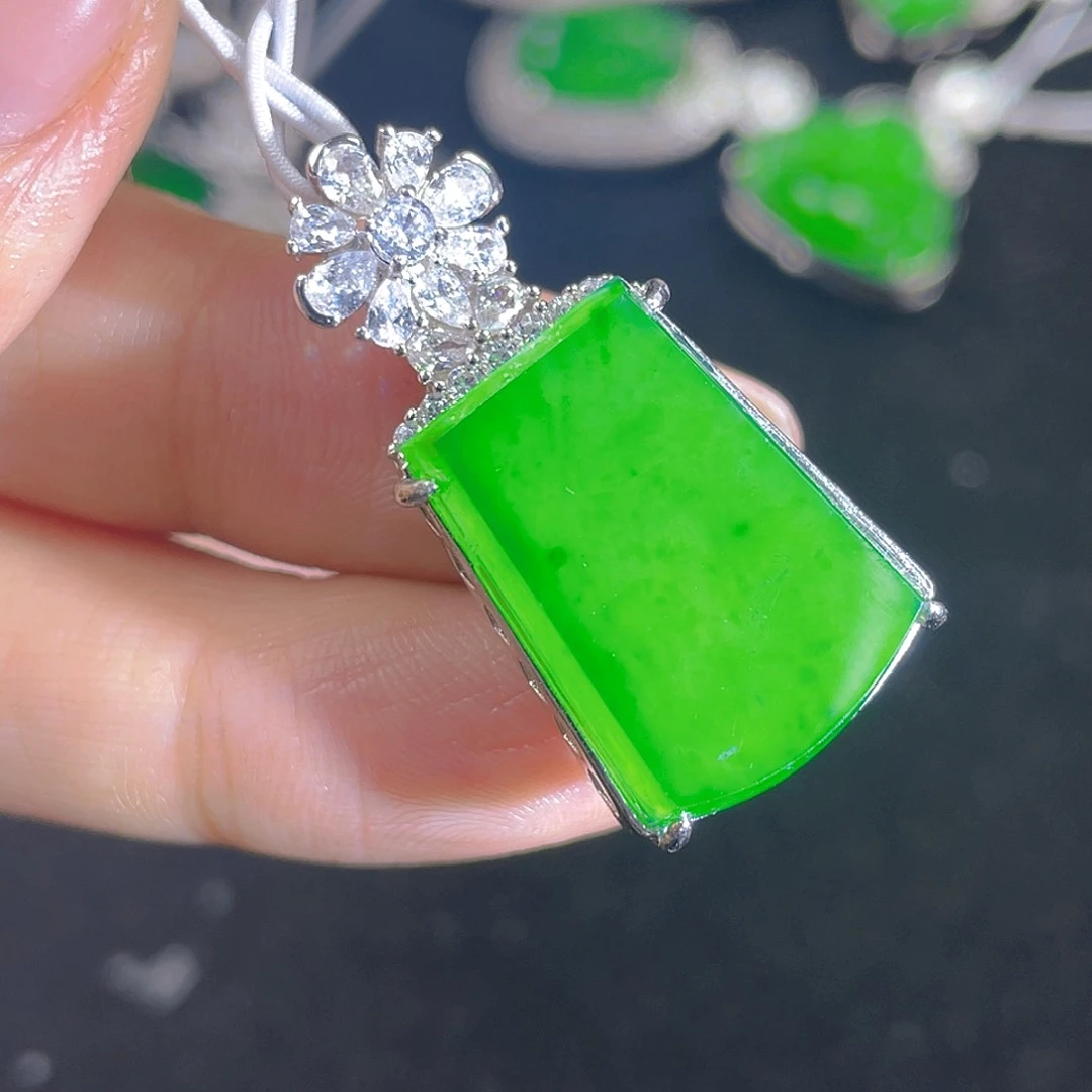 翡翠吊坠(不含链)银S925镶嵌