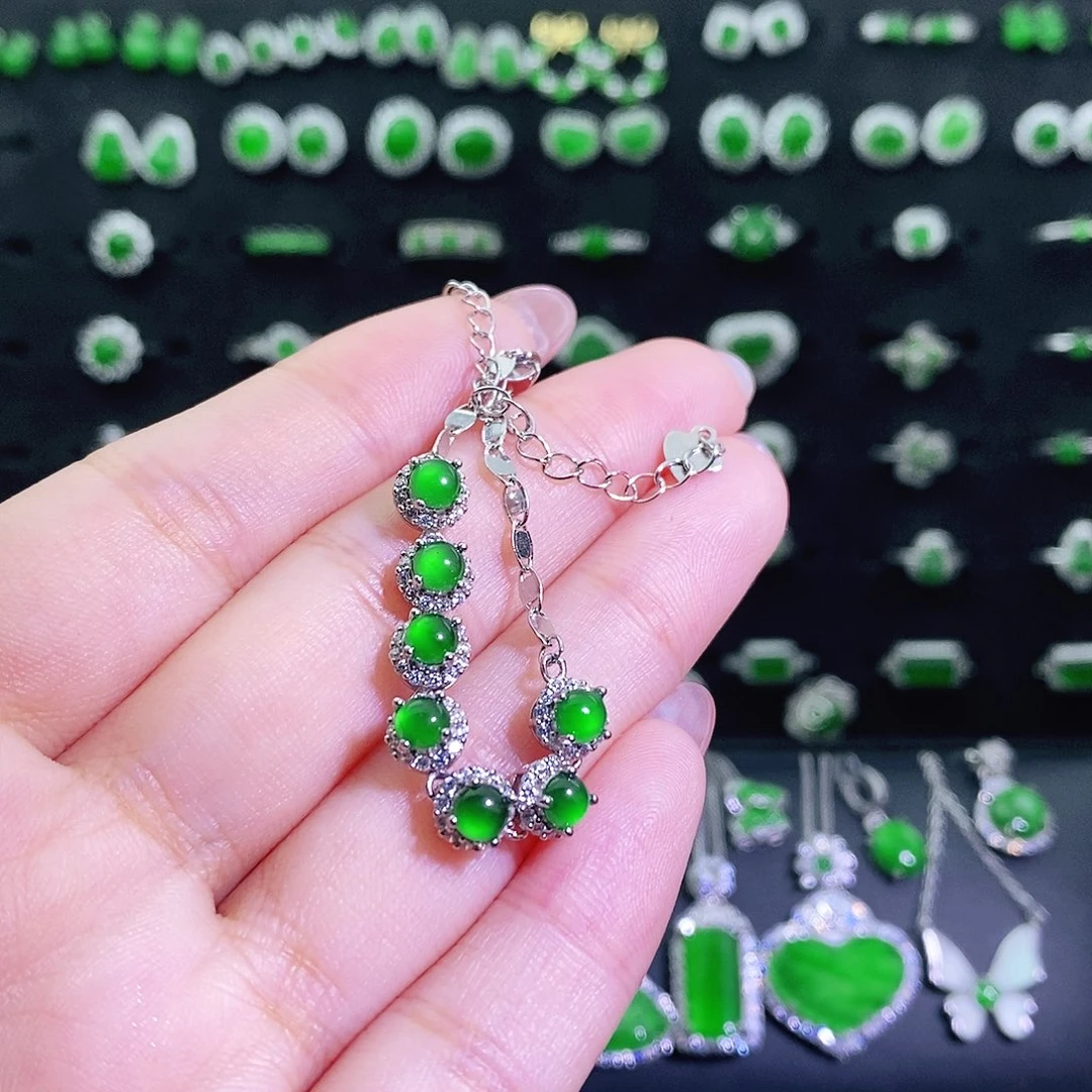 翡翠银S925镶嵌手链多样性