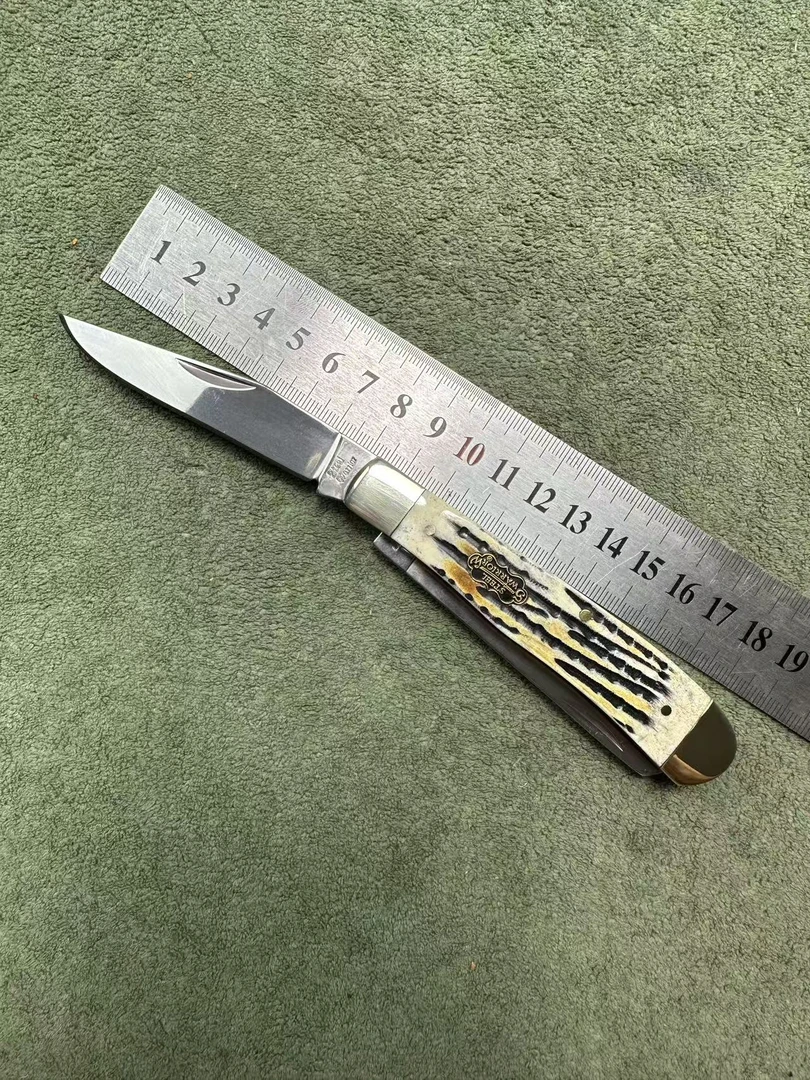 钢武士烧骨虎爪纹外贸库存微瑕口袋刀